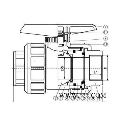 上海申歐通用塑料閥門廠Q61F-6S-DN20 FRPP增強(qiáng)聚丙烯焊接球閥