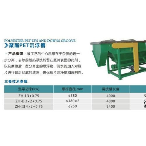 安徽河南甘肅浙江江蘇聚酯PET漂谷機(jī)、沉浮槽、清洗槽振航塑料機(jī)械