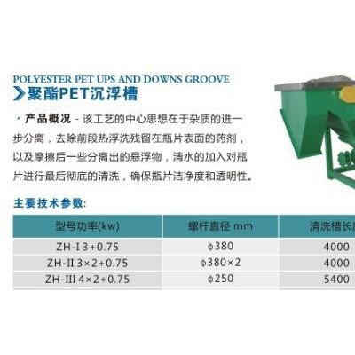 安徽河南甘肅浙江江蘇聚酯PET漂谷機(jī)、沉浮槽、清洗槽振航塑料機(jī)械