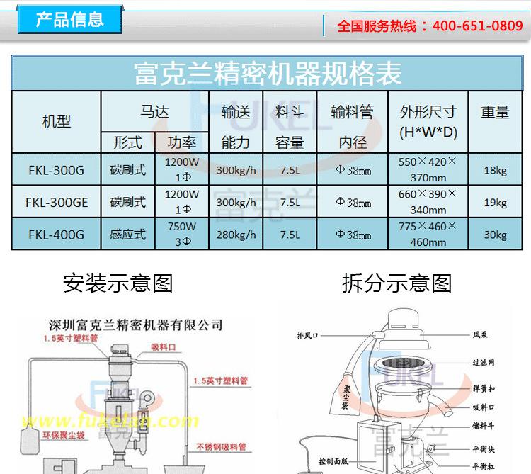 富克蘭300G真空上料機(jī)，塑料顆粒吸料機(jī)