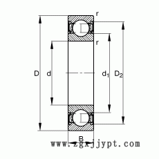 FAG深溝球軸承 S6201-2RSR, 根據(jù) DIN 625-1 標(biāo)準(zhǔn)的主要尺寸, 耐腐蝕保護(hù)，兩側(cè)唇密封