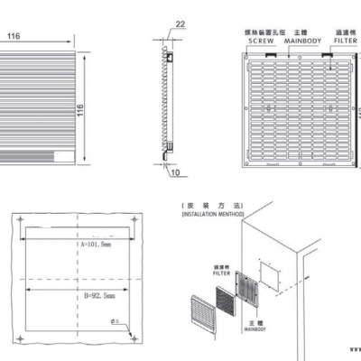 模溫機(jī)用通風(fēng)過濾網(wǎng)組 ZL-802 配套90mm的風(fēng)扇