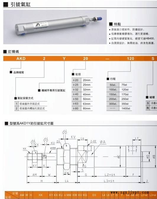 廠家直營 機械手引拔氣缸AKD2Y20-150示例圖5